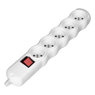 Rozgałęźnik z wyłącznikiem 5x2P+Z, biały  OR-AE-13267/W/ORN
