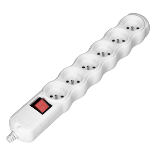 Rozgałęźnik z wyłącznikiem 6x2P+Z, biały  OR-AE-13269/W/ORN