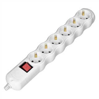 Rozgałęźnik z wyłącznikiem 6x2P+Z Schuko, biały  OR-AE-13269(GS)/W/ORN