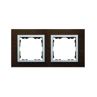 SIMON 82 NATURE Ramka podwójna pozioma drewniana wenge/ ramka pośrednia aluminium mat 82927-65, KONTAKT-SIMON  82927-65/KON