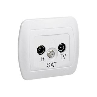 SIMON AKORD Gniazdo antenowe R-TV-SAT końcowe. Może być użyte jako gniazdo zakończeniowe do gniazd przelotowych R-TV-SAT, białe; AAS/11, KONTAKT-SIMON  AAS/11/KON