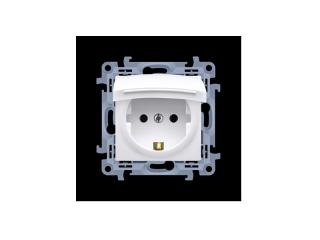 SIMON10 Gniazdo wtyczkowe Schuko do wersji IP44 z uszczelką - klapka w kolorze pokrywy (moduł) 16A, 250V~, zaciski śrubowe; biały  CGSZ1B.01/11A/KON