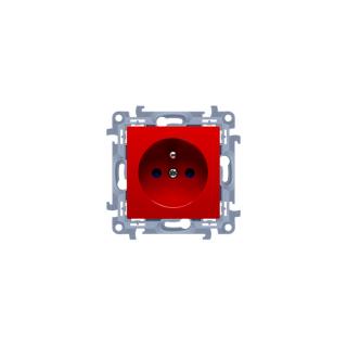 SIMON10 Gniazdo wtyczkowe z uziemieniem pojedyncze (moduł) 16A, 250V~,przysłony torów prądowych, szybkozłącza; czerwony  CGZ1CZ.01/22/KON