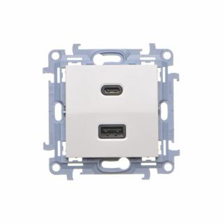 Simon10 Ładowarka USB podwójna, C+A, 30W, biały, Moc ładowania:A+C: 15,0W (5,0V/3,0A) A/C: 30 W (5,0V/3,0A, 9,0V/3,0A, 12,0V/2,5A, 15,0V/2,0A, 20,0V/1,5A)  CEC2CAQ.01/11/KON