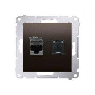 SIMON54 Gniazdo komputerowe podwójne RJ45 kategoria 6, z przesłoną przeciwkurzową (moduł); brąz matowy  D62.01/46/KON