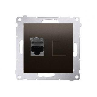 SIMON54 Gniazdo komputerowe pojedyncze RJ45 kategoria 6 z przesłoną przeciwkurzową (moduł); brąz mat (met.)  D61.01/46/KON