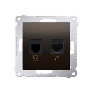 SIMON54 Gniazdo komputerowe RJ45 kategoria 5e + telefoniczne RJ12 (moduł); brąz mat (met.)  D5T.01/46/KON