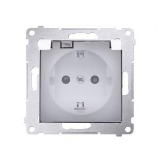 SIMON54 Gniazdo Schuko do wersji IP44 z przesłonami z uszczelką ramki (moduł) 16A, 250V~, zaciski śrubowe, klapka transparentna; białe  DGSZ1BZ.01/11A/KON