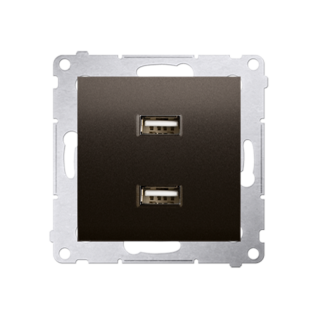 SIMON54 Ładowarka 2 x USB (moduł), 2.1 A, 5V DC, 230V; brąz mat  DC2USB.01/46/KON