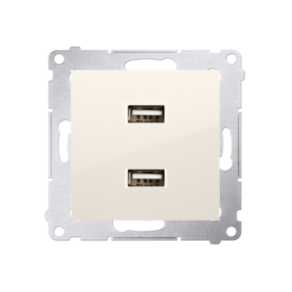 SIMON54 Ładowarka 2 x USB (moduł), 2.1 A, 5V DC, 230V; kremowy  DC2USB.01/41/KON