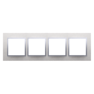 SIMON54 Ramka 4-krotna Nature-Metal, INOX KLASYCZNY, IP20/IP44* (*IP44-należy zastosować zestaw uszczelek DUN4)  DRN4/77/KON