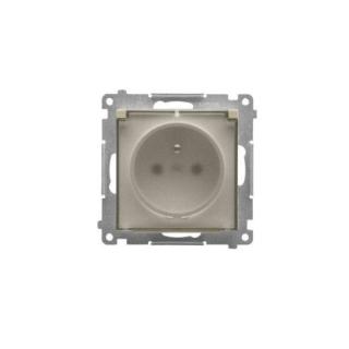 SIMON55 Gniazdo wtyczkowe do wersji IP44 z uszczelką (moduł) 16 A, 250 V~, szybkozłącza. Klapka transparentna; Szampański mat  TGZ1BCZ.01/144A/KON