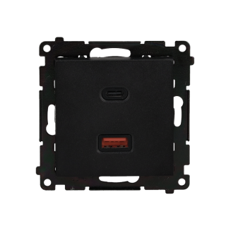 SIMON55 Ładowarka USB C+A (moduł), 30W, 230V; czarny mat  TEC2CAQ.01/149/KON