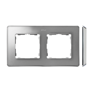 SIMON82 DETAIL Ramka 2-krotna, Detail SELECT-metal, ALUMINIUM / podstawa Chrom  8201620-093/KON