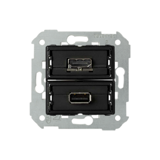 SIMON82 Gniazdo USB + HDMI (V1.4), żeńskie. Podłączenie HDMI kątowe. !Wymagana puszka podtynkowa wielopolowa (nie łączona)  7501095-039/KON