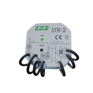 STEROWNIK ROLET jednoprzyciskowy; Un=230V AC , 8A montaż w puszce podtynkowej  STR-2/FIF