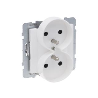 SUNO Gniazdo podwójne 2x2P+Z 16A 250V zaciski automatyczne z przesłoną, białe; 721190, LEGRAND  721190/LEG