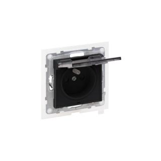 SUNO Gniazdo pojedyncze hermetyczne 2P+Z IP44 16A 250V z pokrywą uchylną, zaciski automatyczne, czarne; 721486, LEGRAND  721486/LEG