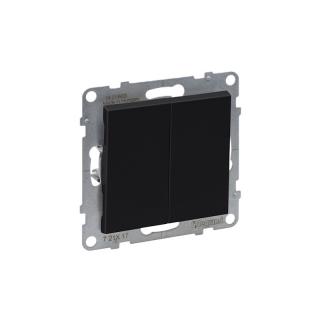 SUNO Przycisk podwójny 6A 250V zaciski automatyczne, czarny; 721417, LEGRAND  721417/LEG