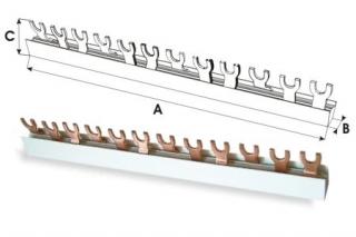 Szyna łączeniowa 3P 63A 10mm2 widełkowa (12 modułów) S-12; E.4302, PAWBOL  E.4302/PAW