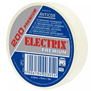 Taśma elektroizolacyjna ELECTRIX 200 PREMIUM 19x18 biały od -18°C  PE-200P185-0019018/ANT
