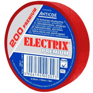 Taśma izolacyjna ELECTRIX 200 PREMIUM 19x18 czerwony odporna na temp.-18 stopni C  PE-200P182-0019018/ANT