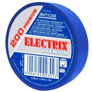 Taśma izolacyjna ELECTRIX 200 PREMIUM 19x18 niebieski odporna na temp.-18 stopni C  PE-200P183-0019018/ANT
