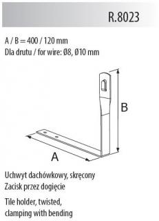 Uchwyt dachowy skręcony (zacisk przez zgięcie) A = 40 cm ocynk ogniowy, R.8023; PAWBOL  R.8023/PAW