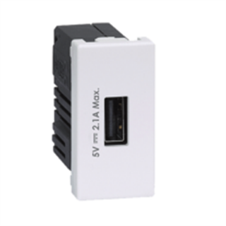 USB ładowarka K45 (45x22,5) gniazdo typ A 5V/2,1A; czysta biel  K126D/9/KON