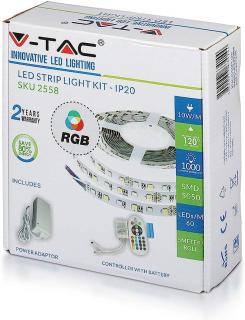 VT-5050 60 Zestaw taśma LED z zasilaczem i pilotem Barwa RGB / IP20  2558/VTC