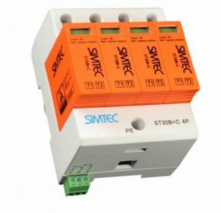 Warystorowy ogranicznik przepięć typ T1+T2 (klasa B+C) 4P (czterobiegunowy) 30kA 275V, SIMTEC ST30B+C 4P; 85201010, SIMET  85201010/SIM