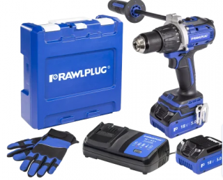 Wiertarko-wkrętarka z udarem 18V; 100 Nm 2 akumulatory 5,0 Ah ładowarka 6,5 A walizka RawlCASE;R-PDD18-P100-XL2; RAWLPLUG  R-PDD18-P100-XL2/RAW