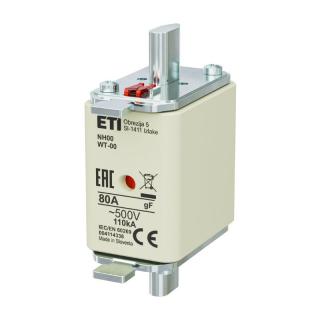 Wkładka topikowa przemysłowa szybka KOMBI, NH00/WT-00 gF 80/500V; 004114338, ETI POLAM  004114338/ETI