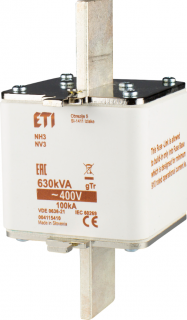 Wkładka topikowa przemysłowa - transformatorowa, NH3 gTr 630kVA 910A/400V; 004115410, ETI POLAM  004115410/ETI