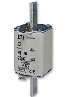 Wkładka topikowa przemysłowa zwłoczna KOMBI, pokrywy stalowe, NH1/WT-1 gG 125A/500V G; 004113426, ETI POLAM  004113426/ETI