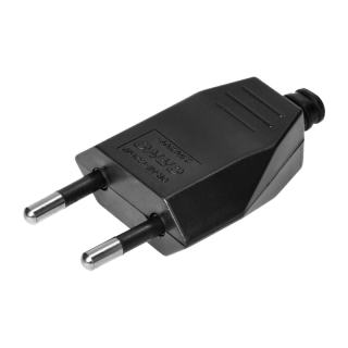 Wtyczka płaska bez uziemienia, 2,5A, 250V, czarny poliwęglan, 50 sztuk  OR-AE-13241/B/50/ORN