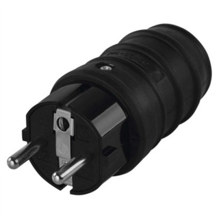 Wtyczka prosta IP44 guma czarna  P0050/EMO