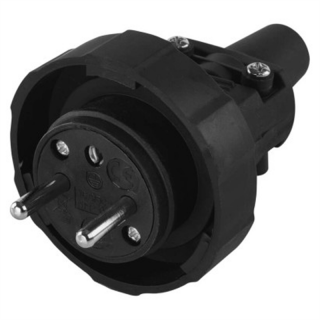 Wtyczka prosta IP65 guma czarna  P0037/EMO