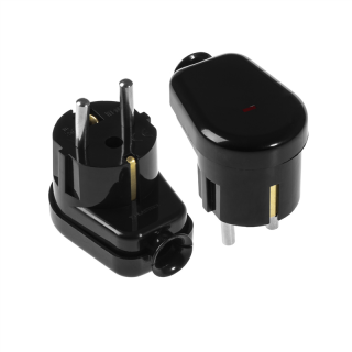 Wtyczka rozbieralna, kątowa, podświetlana, Uni-SCHUKO, 2p+Z; 16A, 250V; WT-16U/S CZARNY  W-10801/PLR