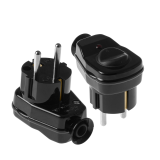 Wtyczka rozbieralna, kątowa z wyłącznikiem, , podświetlana, Uni-Schuko 2p+Z; WT-16US/ŁK IP 44 CZARNY  T-99806/PLR