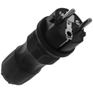 Wtyczka rozbieralna prosta Uni Schuko EXTREM 2p+Z, 16A; IP 54; czarny  W-97446/PLR