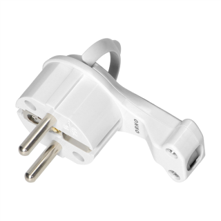 Wtyczka Uni-Schuko z uchem, biała  OR-AE-13253/W/ORN