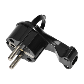 Wtyczka Uni-Schuko z uchem, czarna  OR-AE-13253/B/ORN