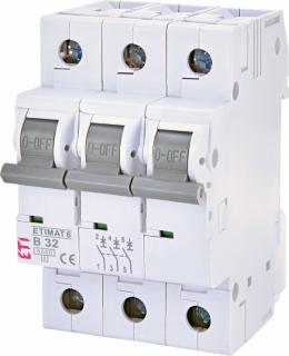 Wyłącznik nadprądowy 3P B 32A 6kA AC, ETIMAT 6 3p B32; 002115519, ETI POLAM  002115519/ETI