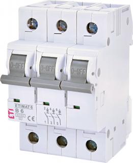 Wyłącznik nadprądowy 3P B 6A 6kA AC, ETIMAT 6 3p B6; 002115512, ETI POLAM  002115512/ETI