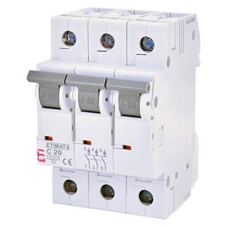 Wyłącznik nadprądowy 3P C 20A 6kA AC, ETIMAT 6 3p C20; 002145517, ETI  002145517/ETI