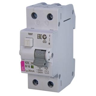 Wyłącznik różnicowo-nadprądowy 2P B 10A 30mA typ AC 10kA, KZS-2M AC B 10/0,03A; 002173102, ETI  002173102/ETI