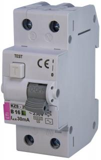 Wyłącznik różnicowo-nadprądowy 2P B 16A 30mA typ AC 10kA, KZS-2M AC B16/0,03; 002173104, ETI POLAM  002173104/ETI