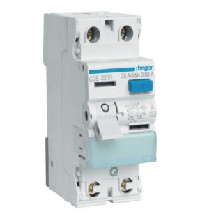 Wyłącznik różnicowoprądowy 1P+N 25A/30mA Typ A QuickConnect, RCCB; CDS225D, HAGER  CDS225D/HAG