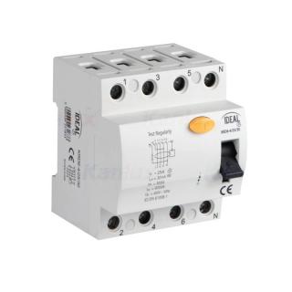 Wyłącznik różnicowoprądowy 4P 25A 0,03A, 30mA typ AC, KRD6-4/25/30; 23183, IDEAL KANLUX  23183/KAN